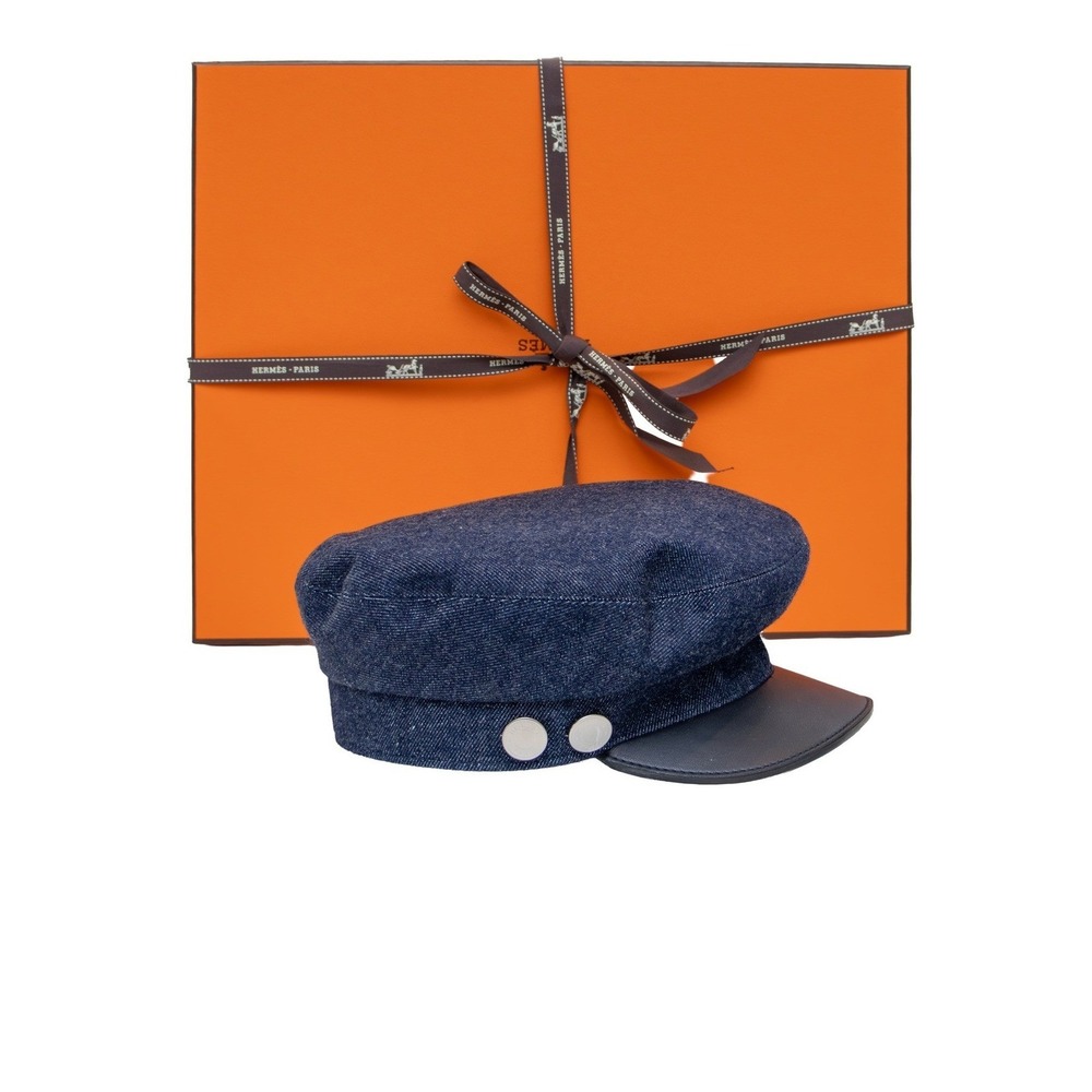 Hermes Giulietta Casquette Sellier Hat Navy Size 57